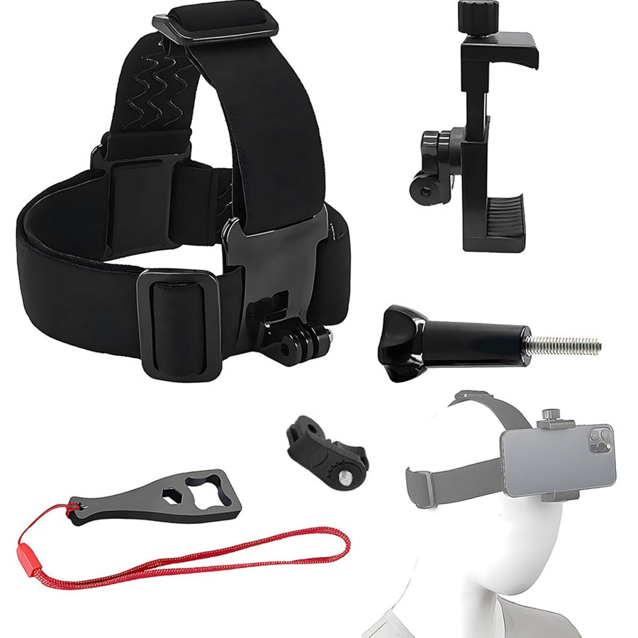 5-in-1 Action Camera Accessories Kit Head Strap with Phone Clip and Wrench for GoPro 5-in-1 Action Camera Accessories Kit Head Strap with Phone Clip and Wrench for GoPro